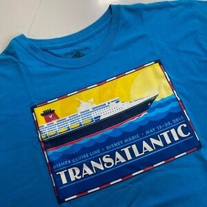 Disney Cruise Line Transatlantic 2015 Disney Magic Graphic T Shirt Blue Large